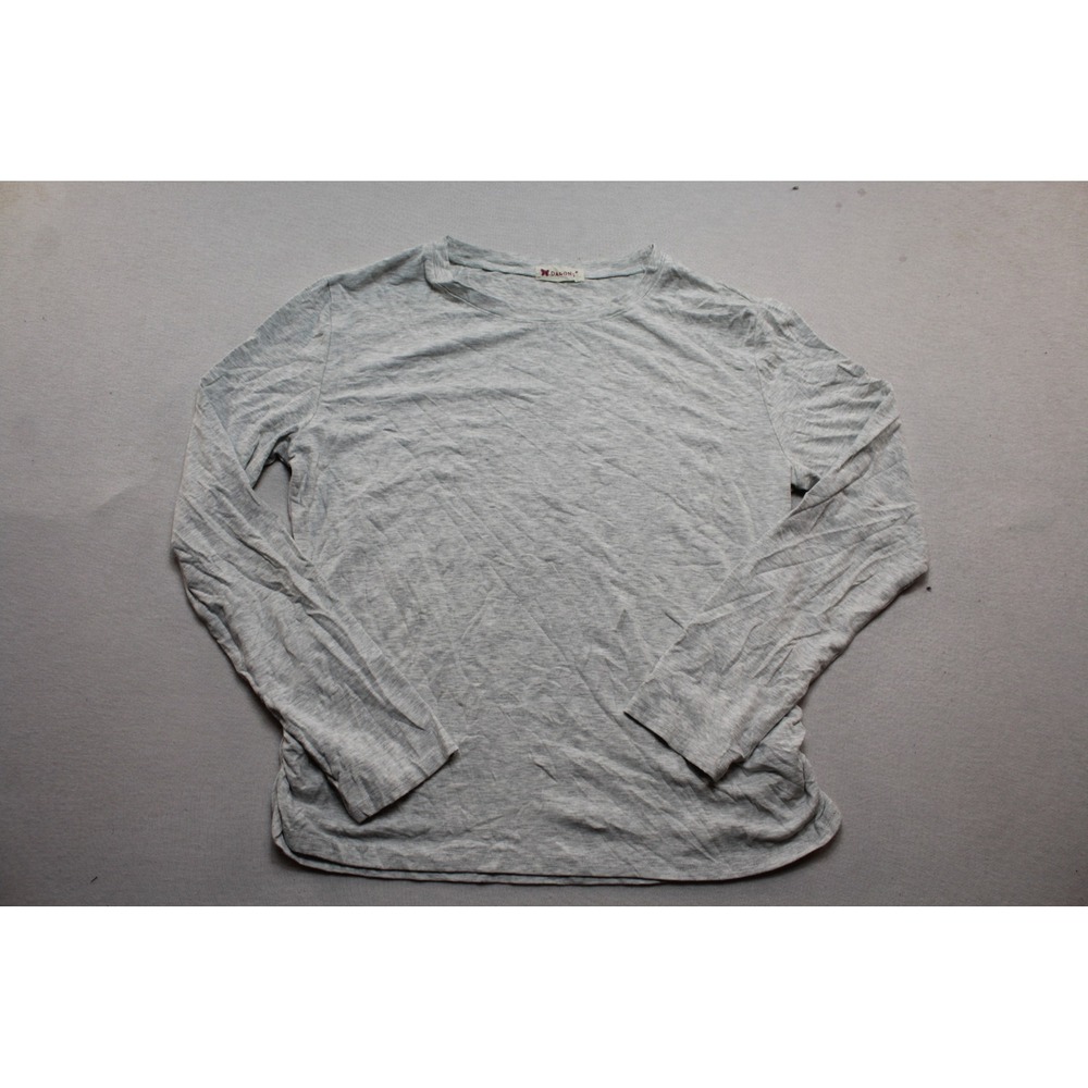 Dahong Long Sleeve Top Women Large Grey Excellent Crew Neck Lightweight Tee